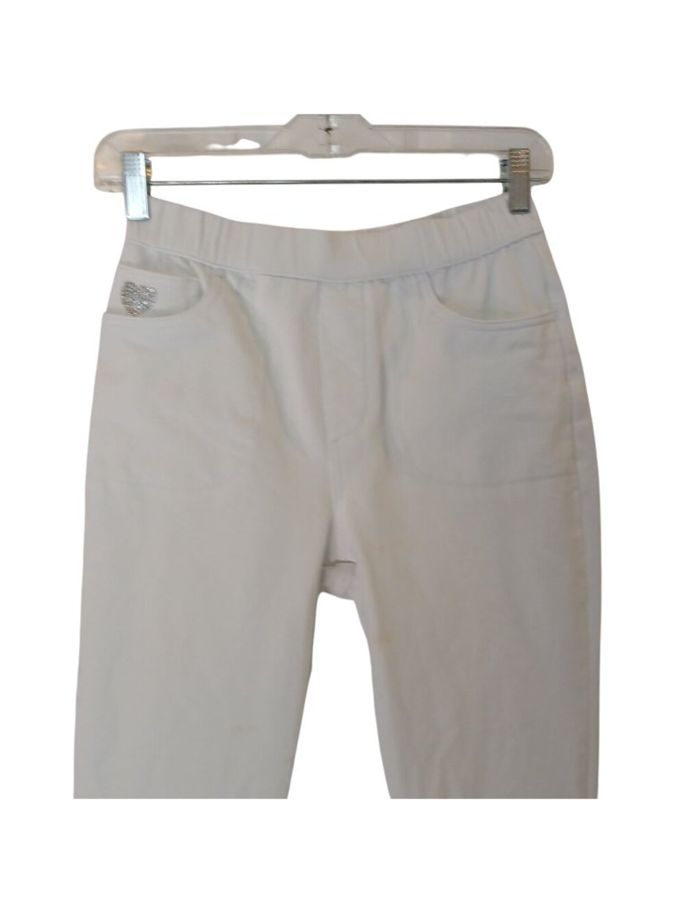 Dream Jeannes By Quacker Factory Capri Pants XXS White Pull-On Rhinestone #I-6